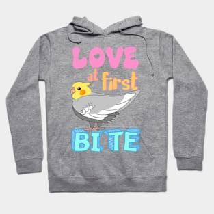 Love at first bite Cockatiel Funny Birb merch Parrot Kawaii Hoodie